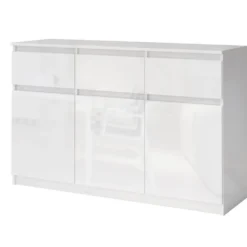 Comò mimimal con 3 cassetti e 3 ante color bianco lucido CG40