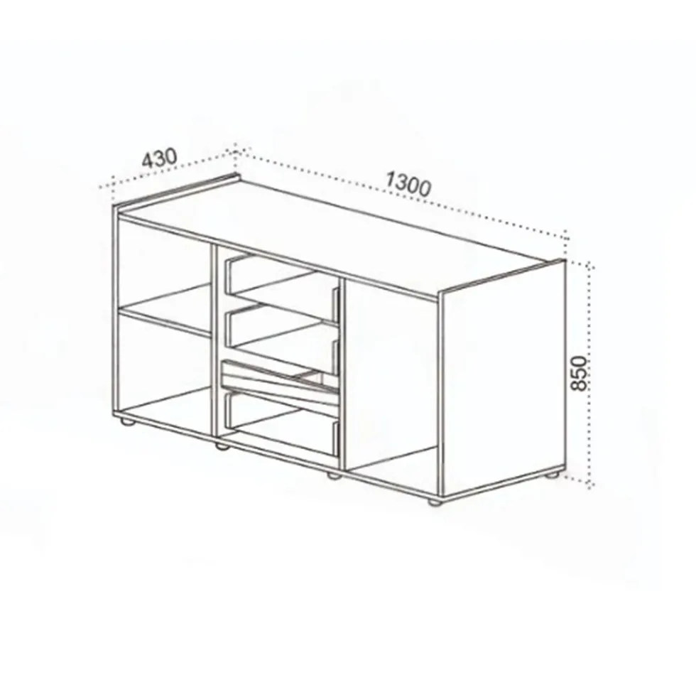 Comò moderno con dettagli dorati 130x85x43 cm in noce, beige, verde oliva CU45