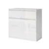 Comò moderno piccolo con 2 cassetti e 2 ante bianco lucido CG41