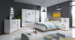 Comò moderno 138x90cm con 3 cassetti e 1 anta bianco lucido CLK1