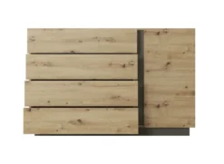 Comò moderno 138x90cm con 3 cassetti e 1 anta rovere CLK1
