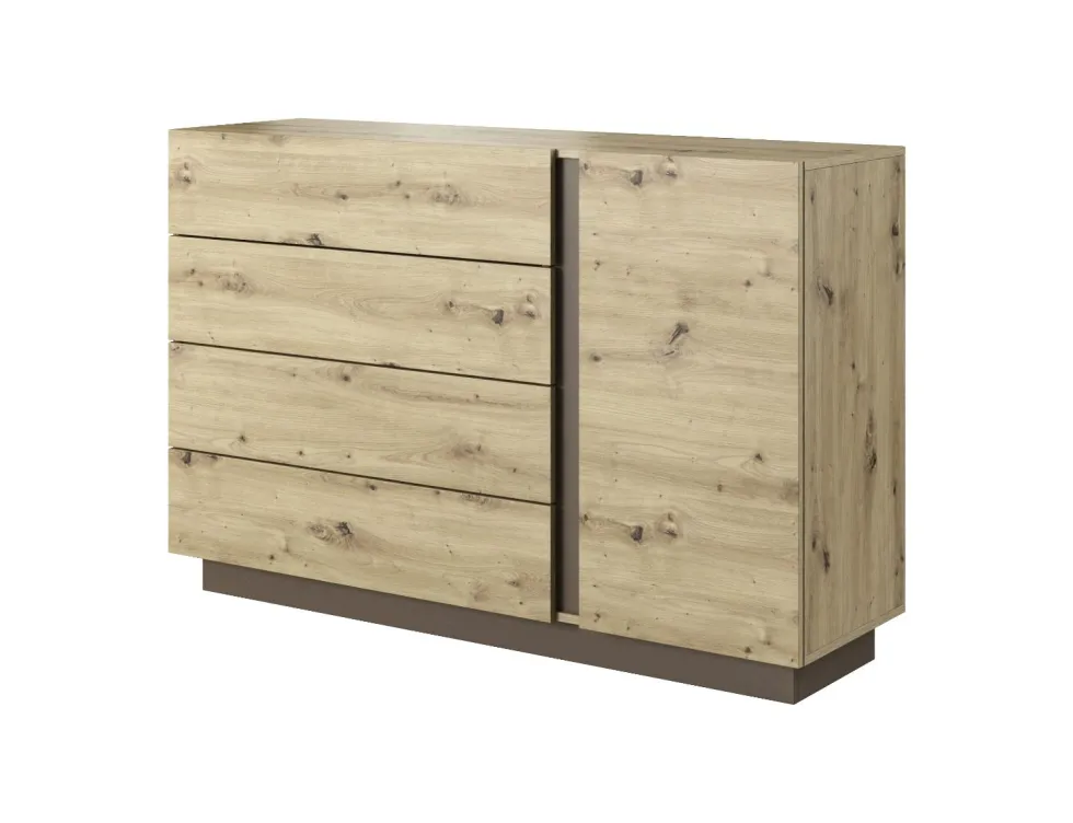 Comò moderno 138x90cm con 3 cassetti e 1 anta rovere CLK1