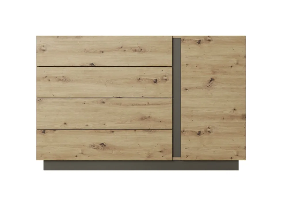 Comò moderno 138x90cm con 3 cassetti e 1 anta rovere CLK1