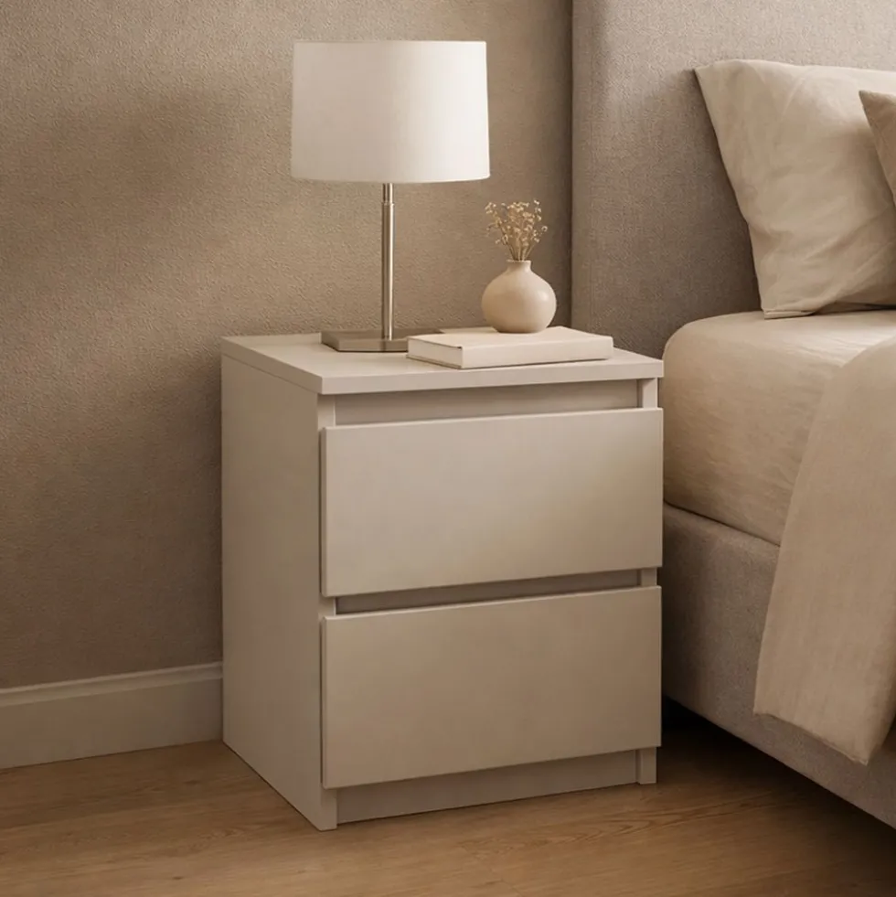 Comodino con 2 cassetti 30x40 cm beige cashmere COT7