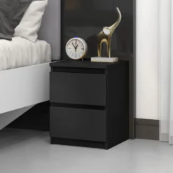 Comodino con 2 cassetti 30x40 cm nero COT7