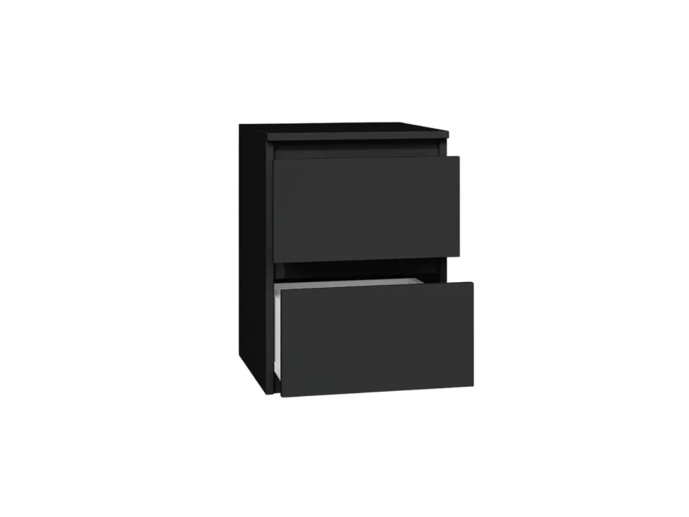 Comodino con 2 cassetti 30x40 cm nero COT7