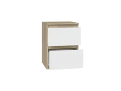 Comodino con 2 cassetti 30x40 cm rovere chiaro e bianco COT7