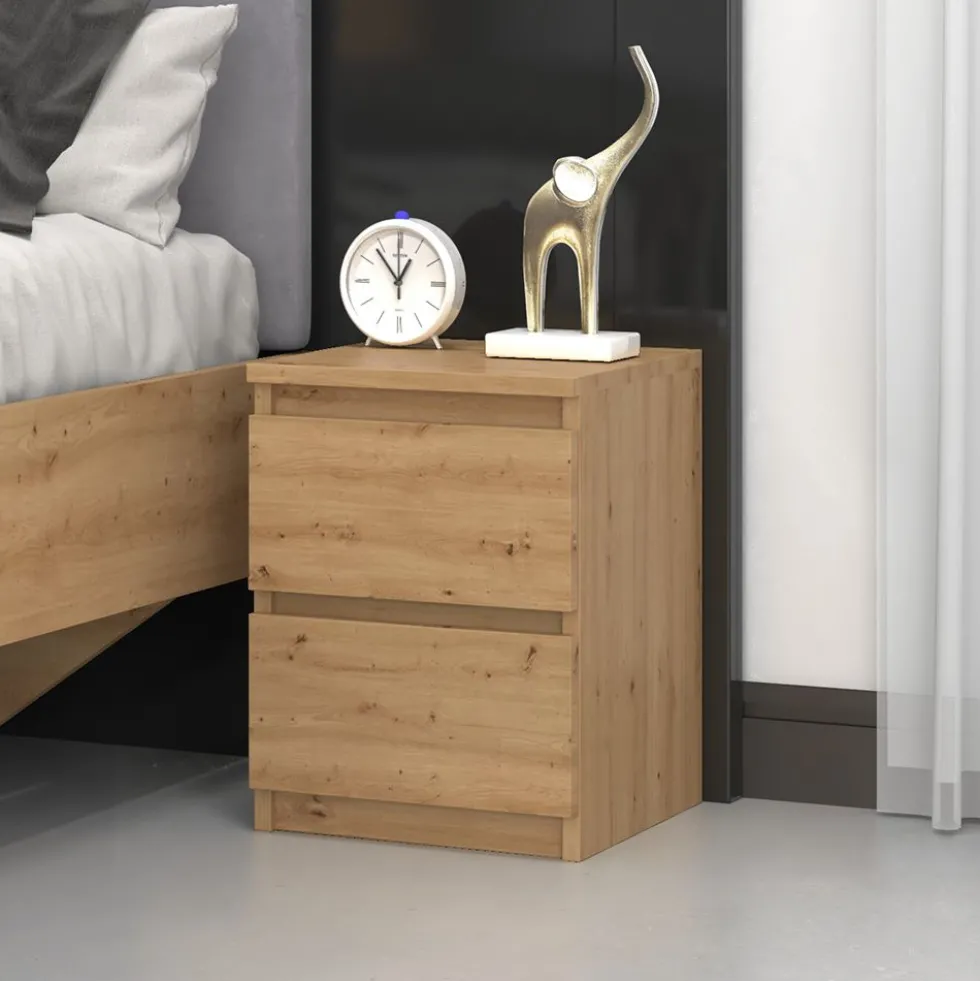 Comodino con 2 cassetti 30x40 cm rovere COT7