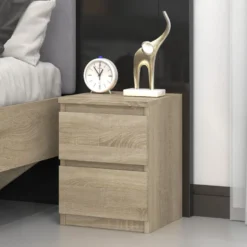 Comodino con 2 cassetti 30x40 cm rovere chiaro COT7