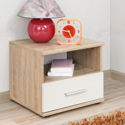 Comodino design moderno quercia sonoma e bianco CP2