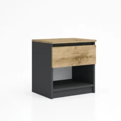 Comodino moderno con cassetto 45x47 cm in rovere/antracite CGA7