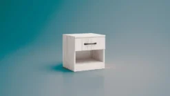 Comodino moderno con cassetto e vano a giorno 40x40 cm bianco legno CGA1