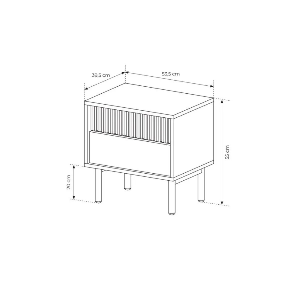 Comodino moderno con cassetto 53,5x55 cm rovere chiaro CMLK12