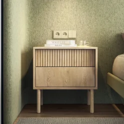 Comodino moderno con cassetto 53,5x55 cm rovere chiaro CMLK12