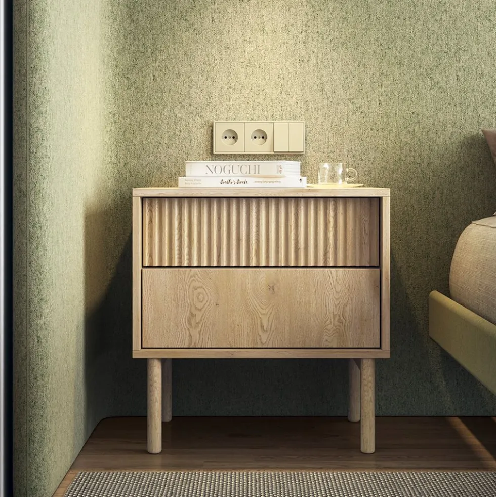 Comodino moderno con cassetto 53,5x55 cm rovere chiaro CMLK12