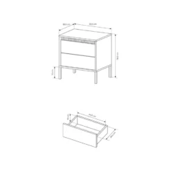 Comodino moderno con piedini alti 53,5x56,2 cm beige CMLK16