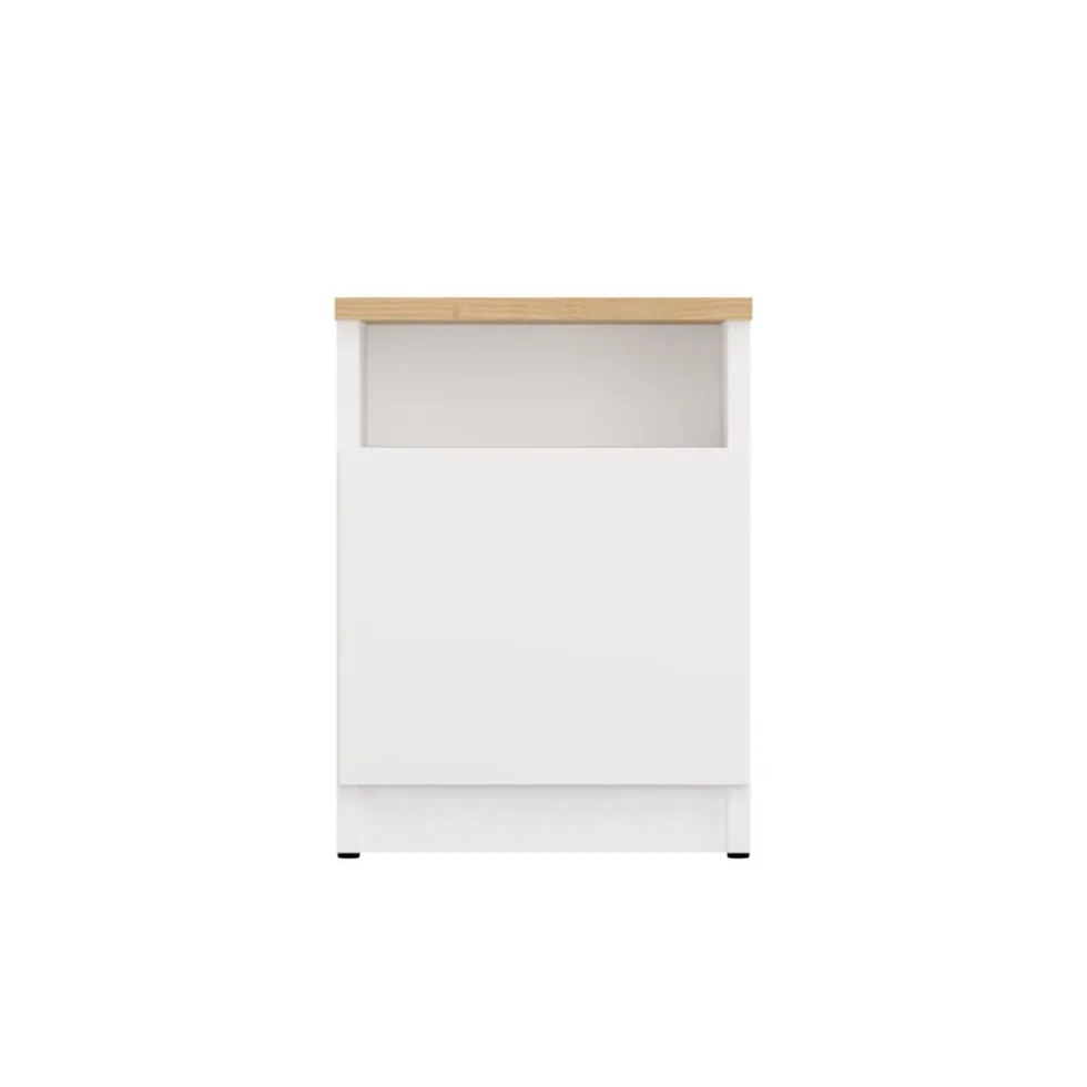 Comodino moderno 30x40 cm con anta bianco e rovere COT4