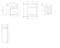 Comodino moderno 30x40 cm con anta bianco e rovere COT4