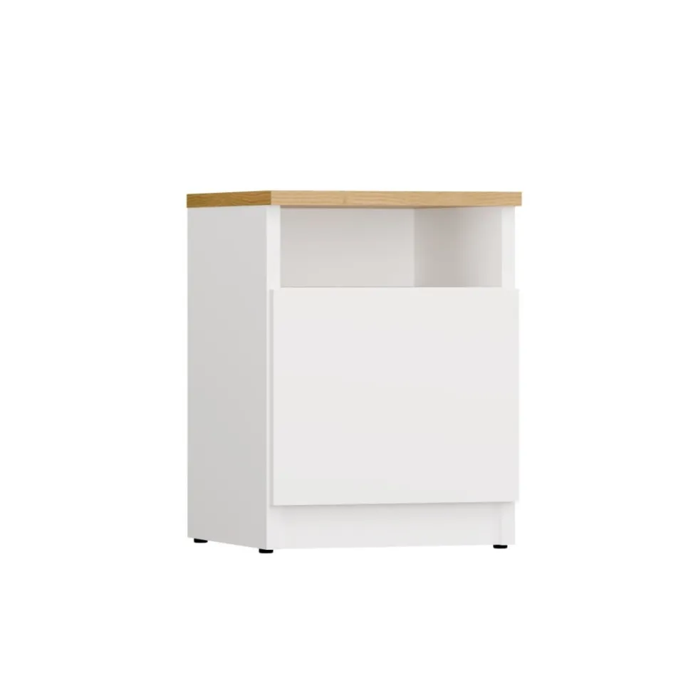 Comodino moderno 30x40 cm con anta bianco e rovere COT4