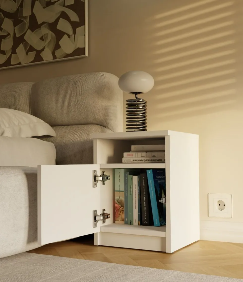 Comodino moderno 30x40 cm con anta bianco COT4