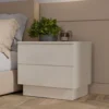 Comodino moderno 55x48 cm con 2 cassetti beige cashmere COT2