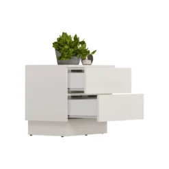 Comodino moderno 55x48 cm con 2 cassetti beige cashmere COT2