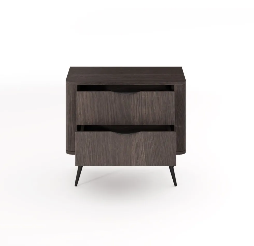Comodino moderno 63x55 cm con 2 cassetti quercia scuro CMLK14