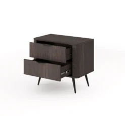 Comodino moderno 63x55 cm con 2 cassetti quercia scuro CMLK14