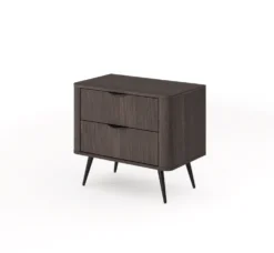 Comodino moderno 63x55 cm con 2 cassetti quercia scuro CMLK14