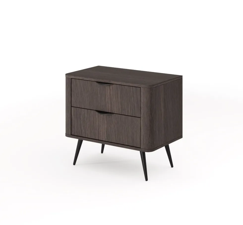 Comodino moderno 63x55 cm con 2 cassetti quercia scuro CMLK14