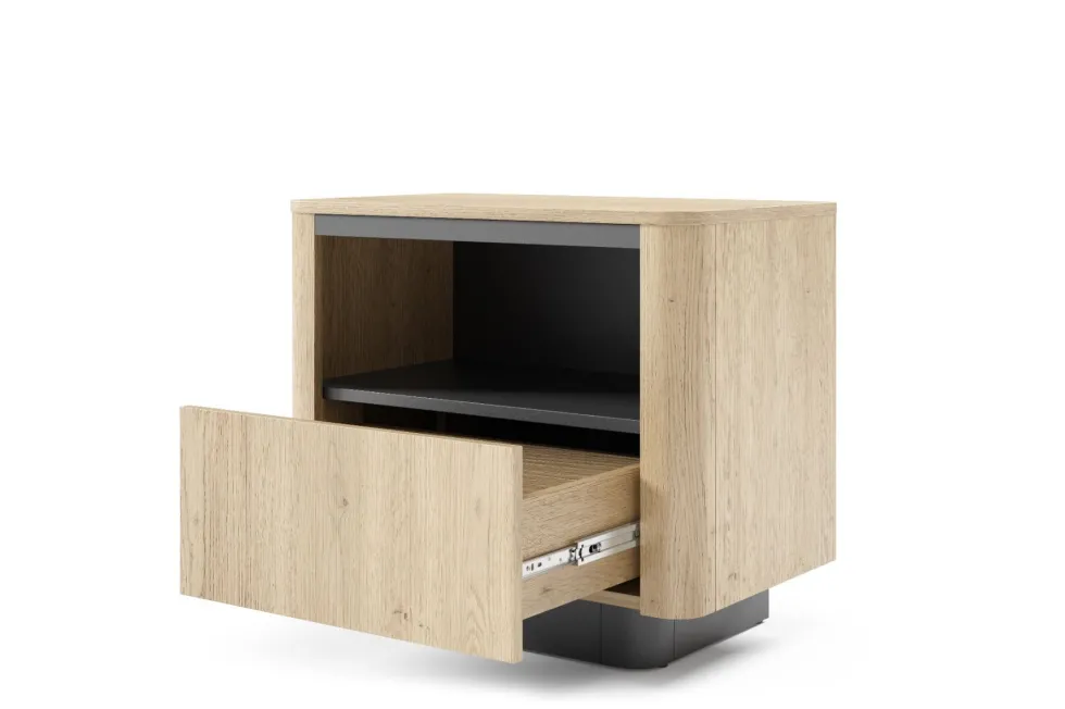 Comodino moderno 63x50 cm con vano a giorno e cassetto CMLK13