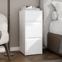 Comodino salvaspazio 27x65 cm con vano a giorno bianco opaco COT8
