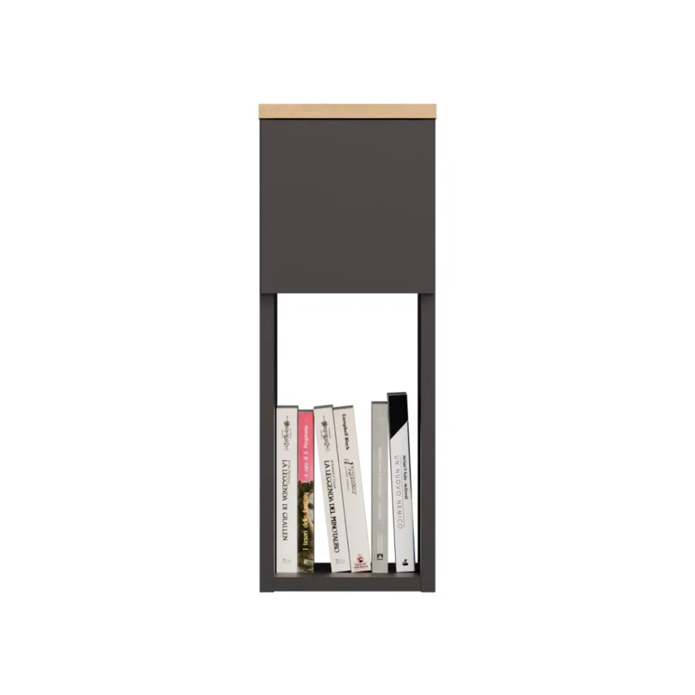 Comodino stretto salvaspazio 20x55 cm rovere e antracite COT3