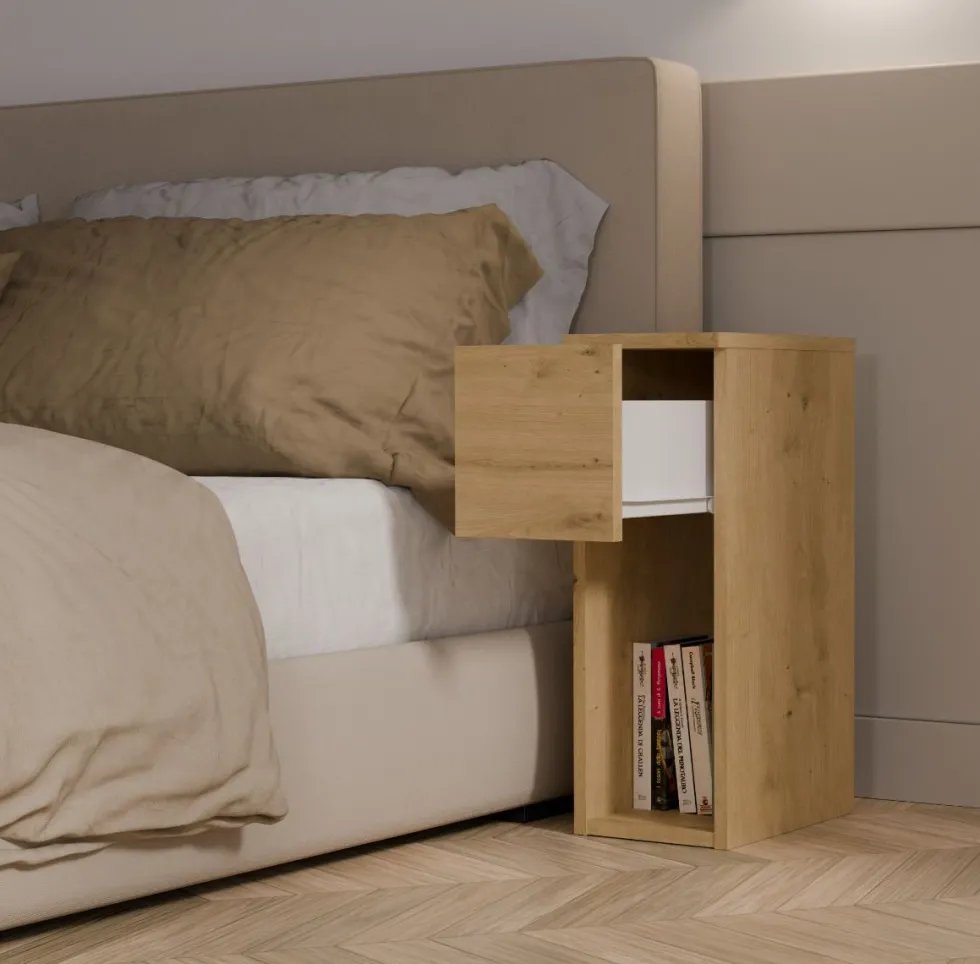 Comodino stretto salvaspazio 20x55 cm rovere COT3
