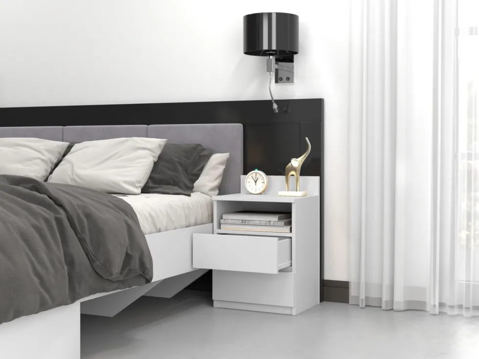 Comodino 40x59 cm con cassetti bianco COT6