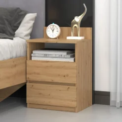 Comodino 40x59 cm con cassetti rovere COT6