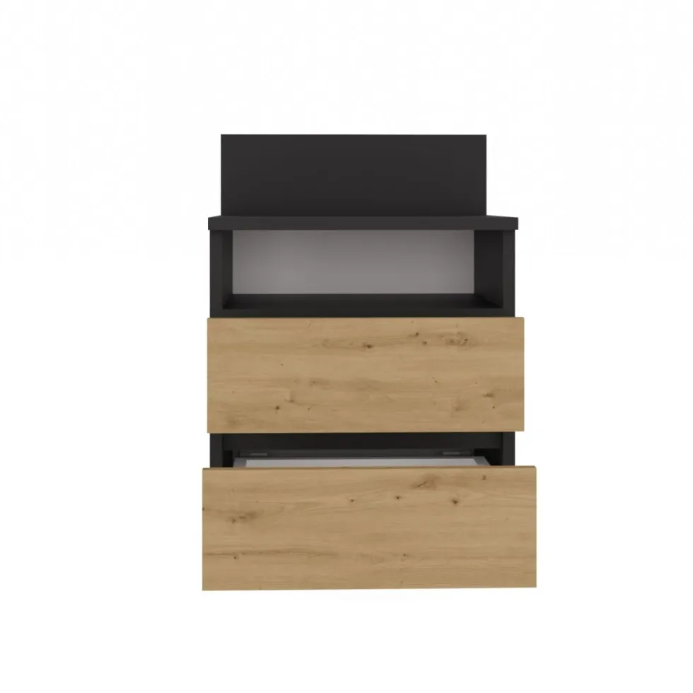 Comodino 40x59 cm con cassetti rovere e antracite COT6