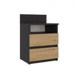 Comodino 40x59 cm con cassetti rovere e antracite COT6