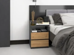 Comodino 40x59 cm con cassetti rovere e antracite COT6
