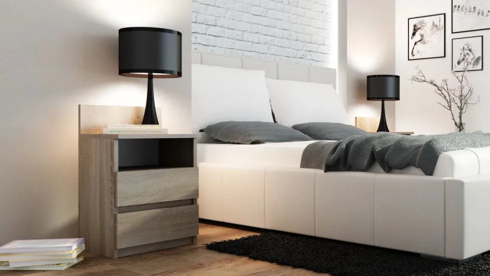 Comodino 40x59 cm con cassetti rovere chiaro COT6