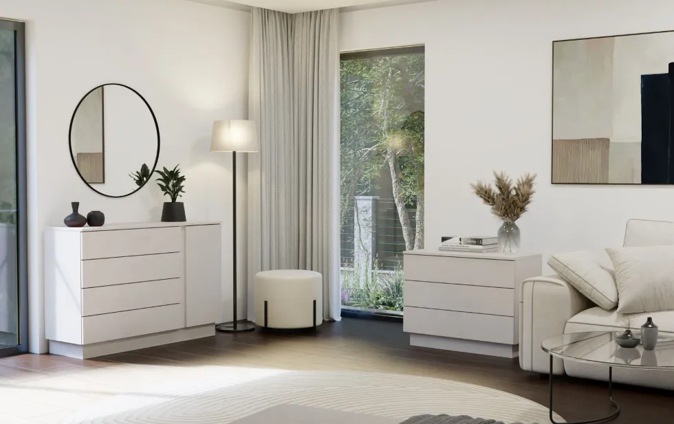 Comò per camera da letto 125x84x40 beige cashmere CMMT2