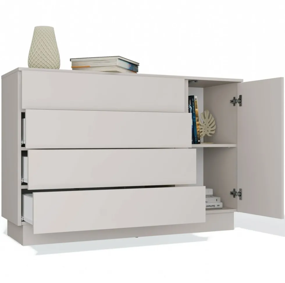 Comò per camera da letto 125x84x40 beige cashmere CMMT2