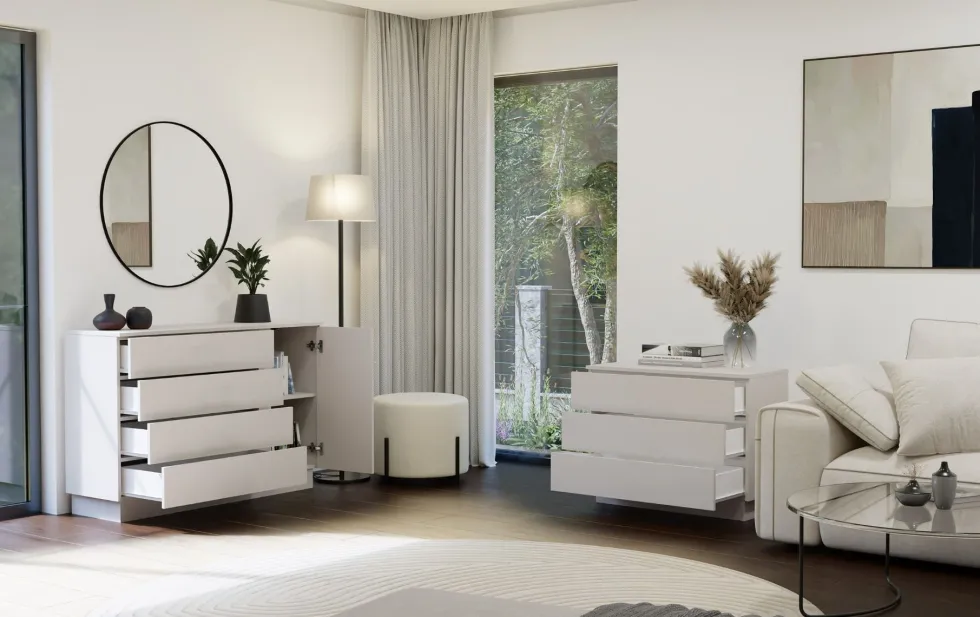 Comò per camera da letto 125x84x40 beige cashmere CMMT2