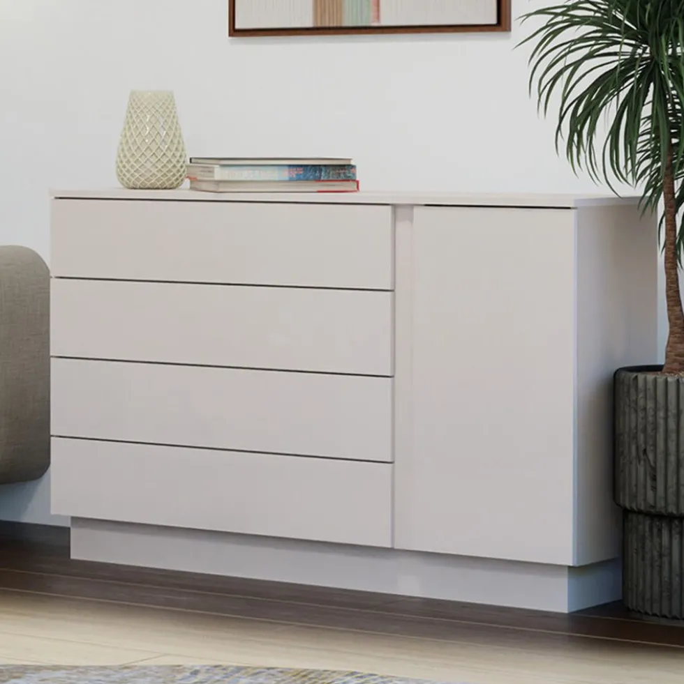 Comò per camera da letto 125x84x40 beige cashmere CMMT2