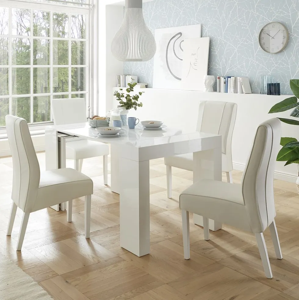 Consolle allungabile moderna made in Italy 46x78x90 cm bianco lucido CL2