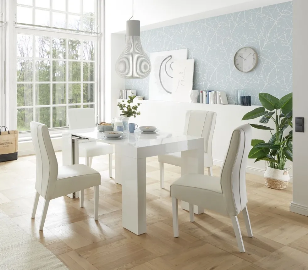 Consolle allungabile moderna made in Italy 46x78x90 cm bianco lucido CL2