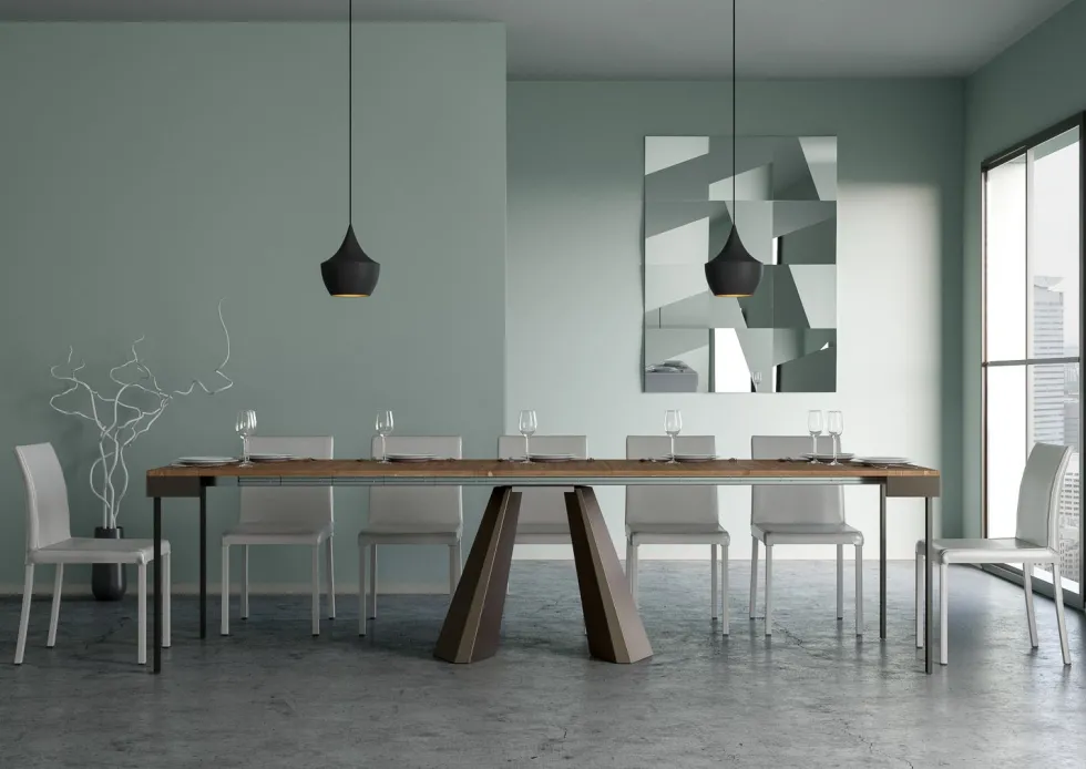 Consolle allungabile moderna 90x40 cm Made in Italy abete tinto DMT EVOLUTION