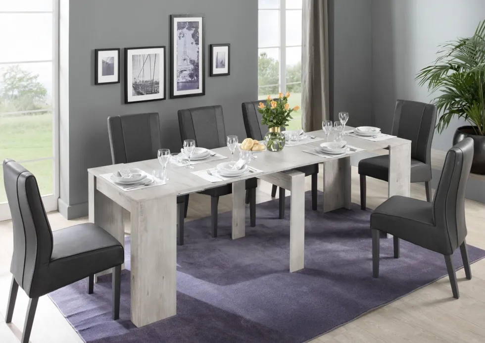 Consolle moderna allungabile Made in Italy 78x78 cm Bianco legno CL1
