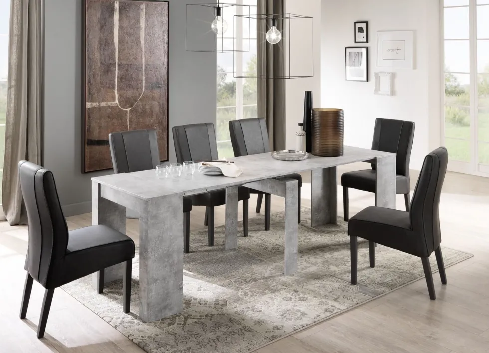 Consolle moderna allungabile Made in Italy 78x78 cm Cemento CL1