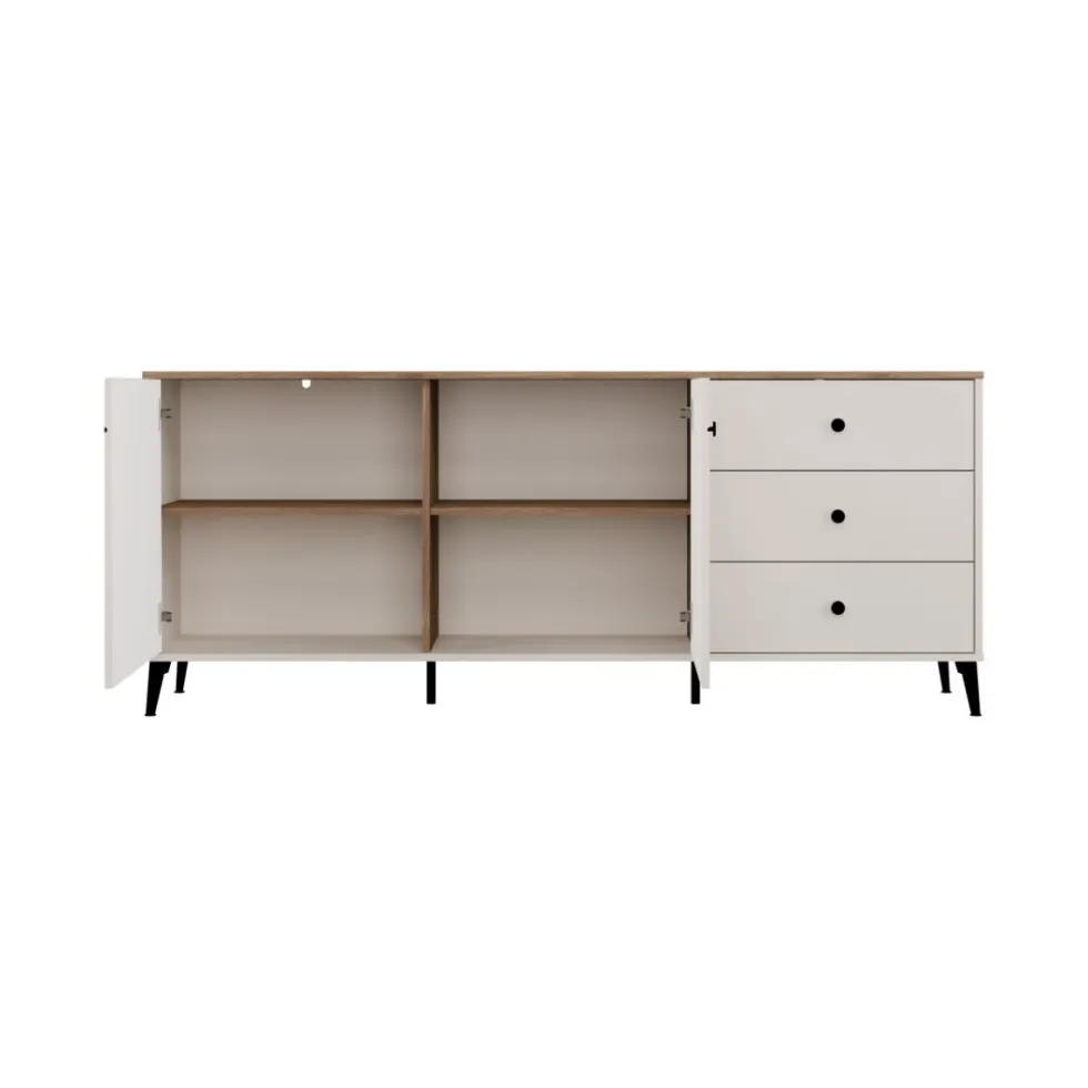 Credenza moderna 183,5 cm con gambe in metallo cashmere e rovere MT12